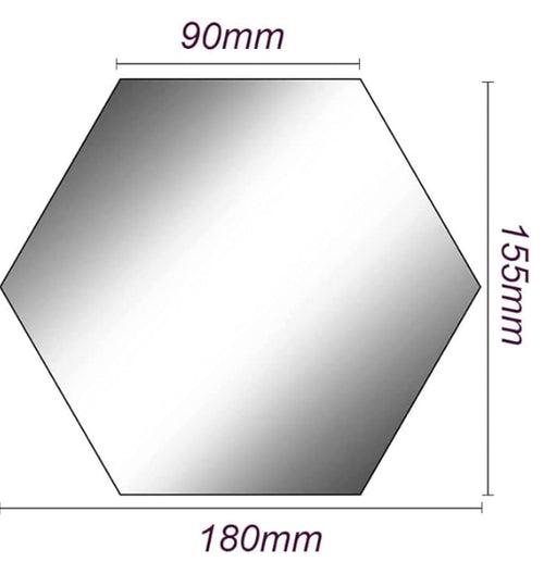 12 Pièces Miroir Mural Autocollant Hexagonal Acrylique - Carrelage pour Salle de Bains, Maison, Chambre à Coucher, Salon - Décoration
