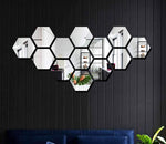 12 Pièces Miroir Mural Autocollant Hexagonal Acrylique - Carrelage pour Salle de Bains, Maison, Chambre à Coucher, Salon - Décoration